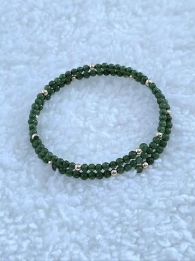 Green💚 Jade and 14K Gold💛 Beads Wrap Bracelet - NWT